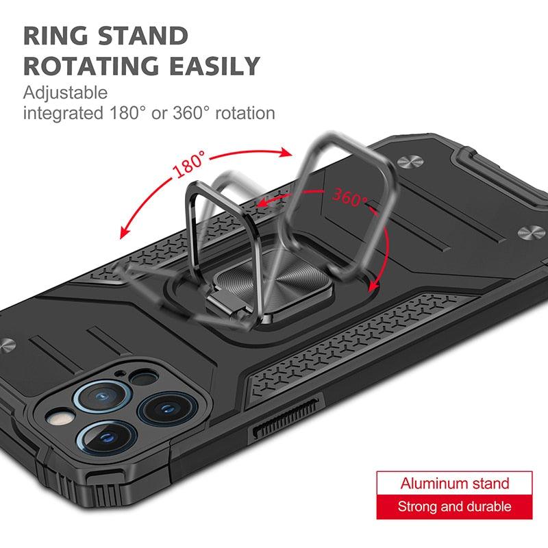Coque de support avec anneau magnétique en métal pour iPhone 11-14 Pro Max