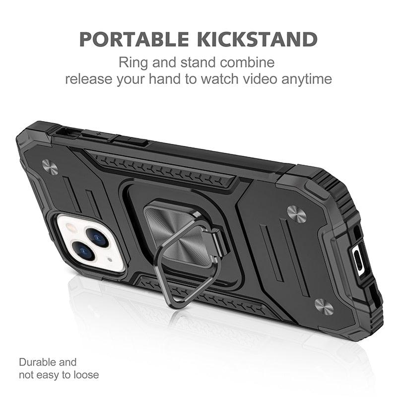 Coque de support avec anneau magnétique en métal pour iPhone 11-14 Pro Max