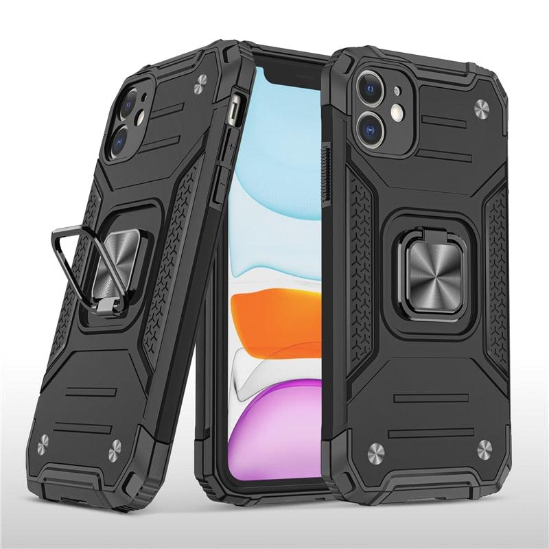 Coque de support avec anneau magnétique en métal pour iPhone 11-14 Pro Max