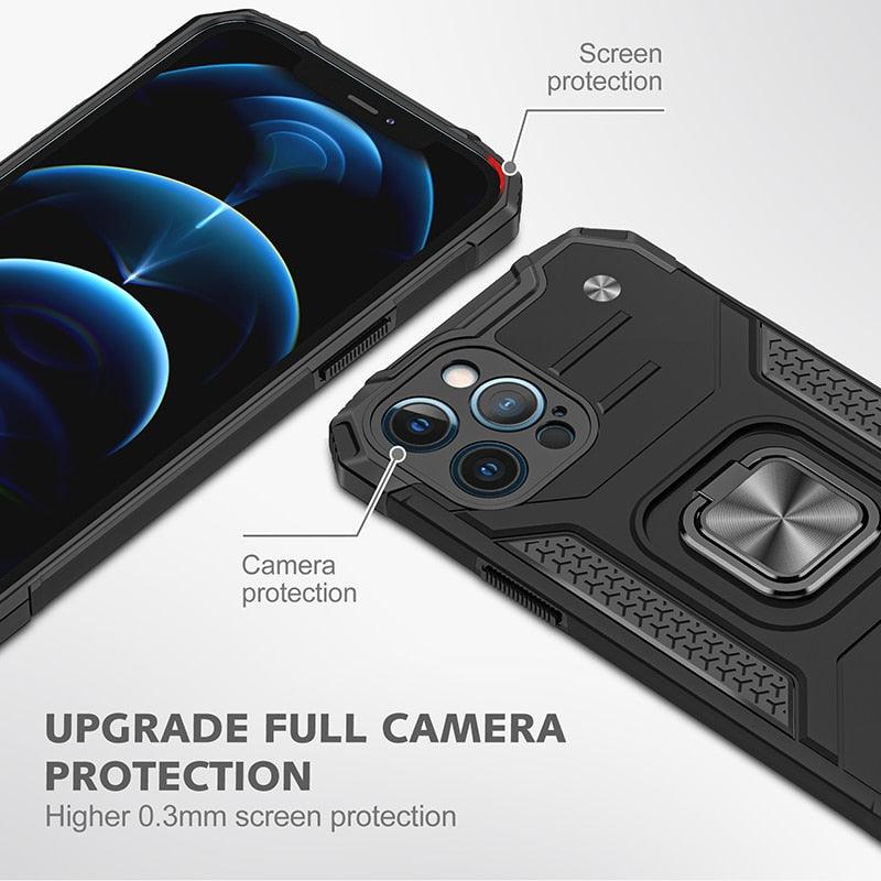 Coque de support avec anneau magnétique en métal pour iPhone 11-14 Pro Max