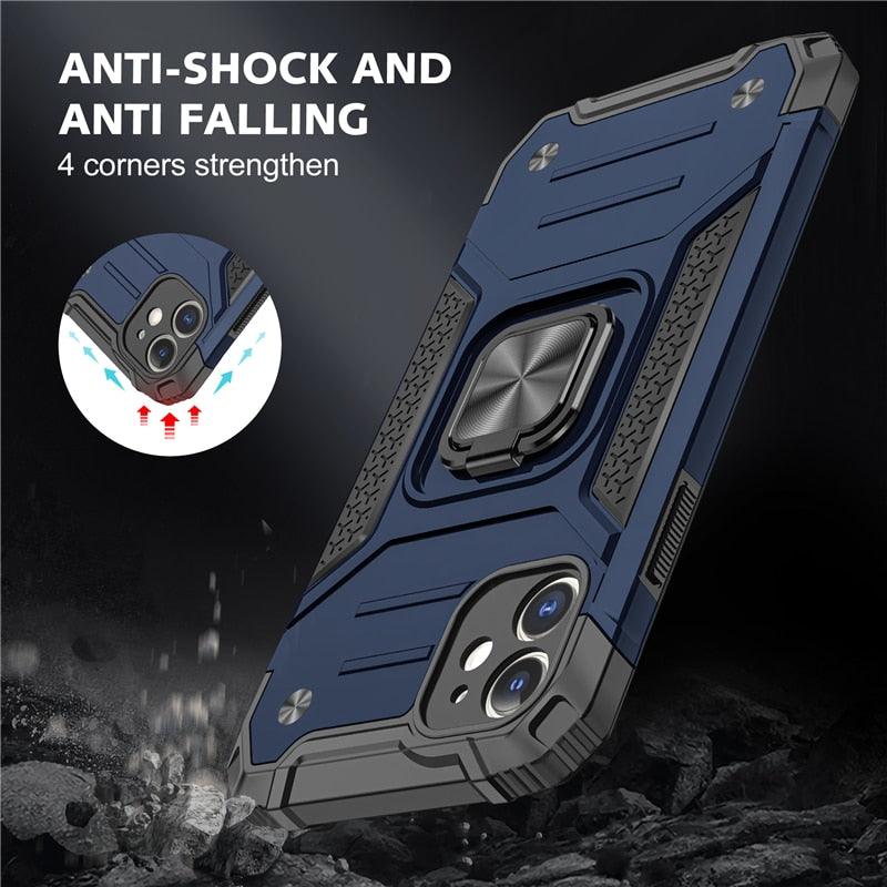 Coque de support avec anneau magnétique en métal pour iPhone 11-14 Pro Max