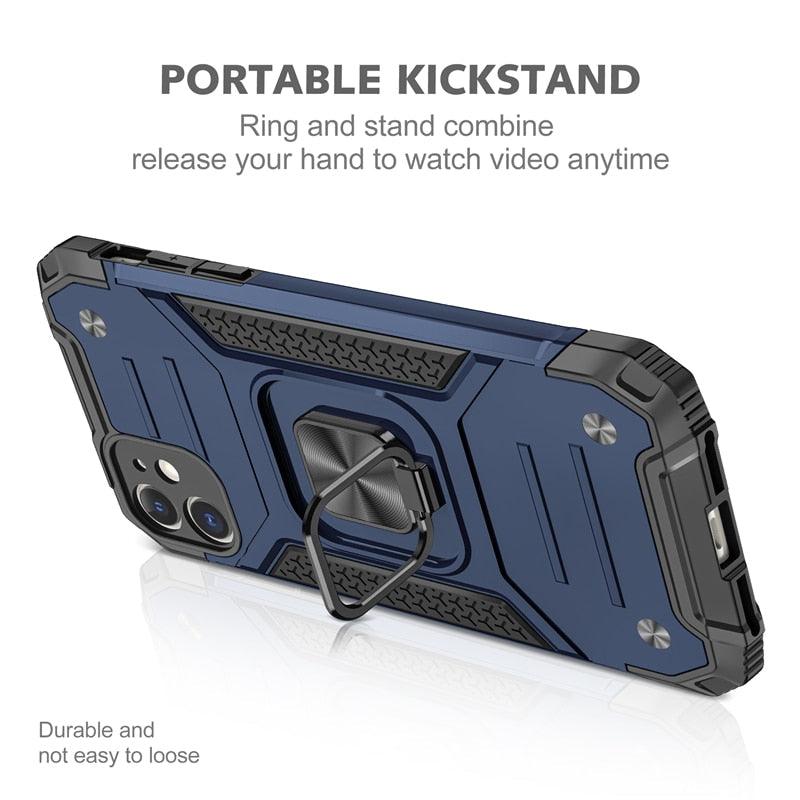 Coque de support avec anneau magnétique en métal pour iPhone 11-14 Pro Max