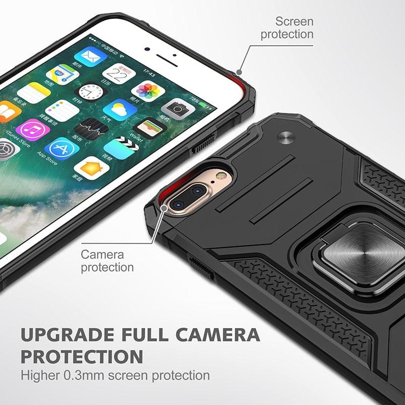Coque de support avec anneau magnétique en métal pour iPhone 11-14 Pro Max