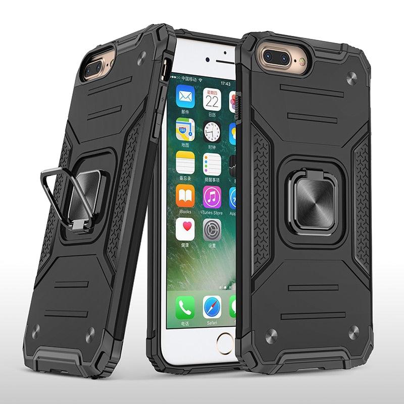 Coque de support avec anneau magnétique en métal pour iPhone 11-14 Pro Max