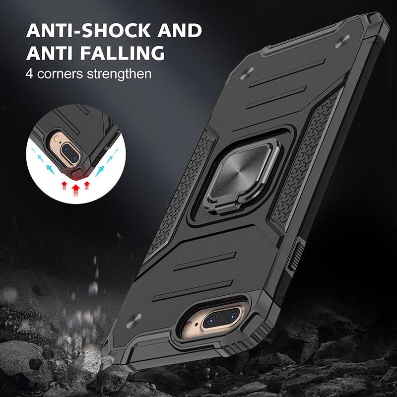 Coque de support avec anneau magnétique en métal pour iPhone 11-14 Pro Max