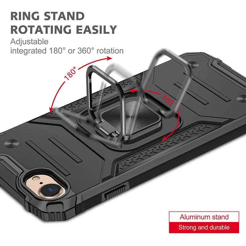 Coque de support avec anneau magnétique en métal pour iPhone 11-14 Pro Max