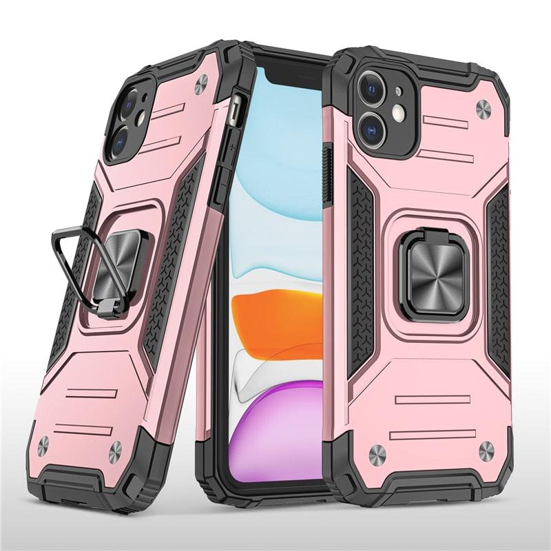 Coque de support avec anneau magnétique en métal pour iPhone 11-14 Pro Max