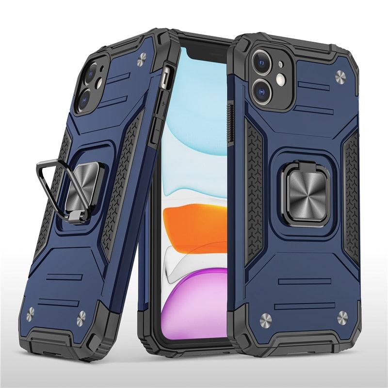Coque de support avec anneau magnétique en métal pour iPhone 11-14 Pro Max