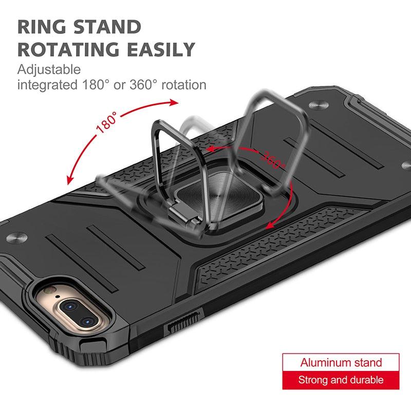 Coque de support avec anneau magnétique en métal pour iPhone 11-14 Pro Max