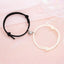 Magnetic Couple Bracelets - Adjustable Silver Alloy & Red Rope