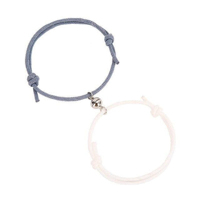 Magnetic Couple Bracelets - Adjustable Silver Alloy & Red Rope