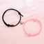 Magnetic Couple Bracelets - Adjustable Silver Alloy & Red Rope