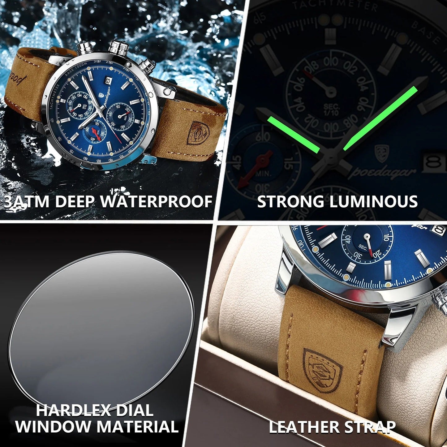 Premium Men's Quartz Chronograph Watch - Luxury Waterproof Design