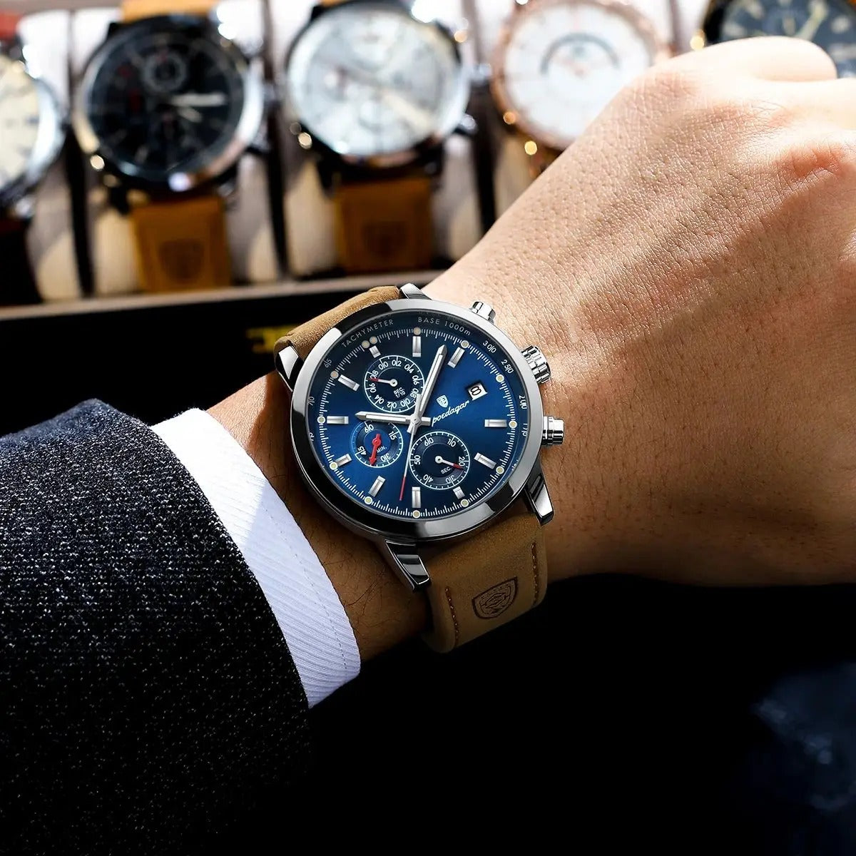 Premium Men's Quartz Chronograph Watch - Luxury Waterproof Design