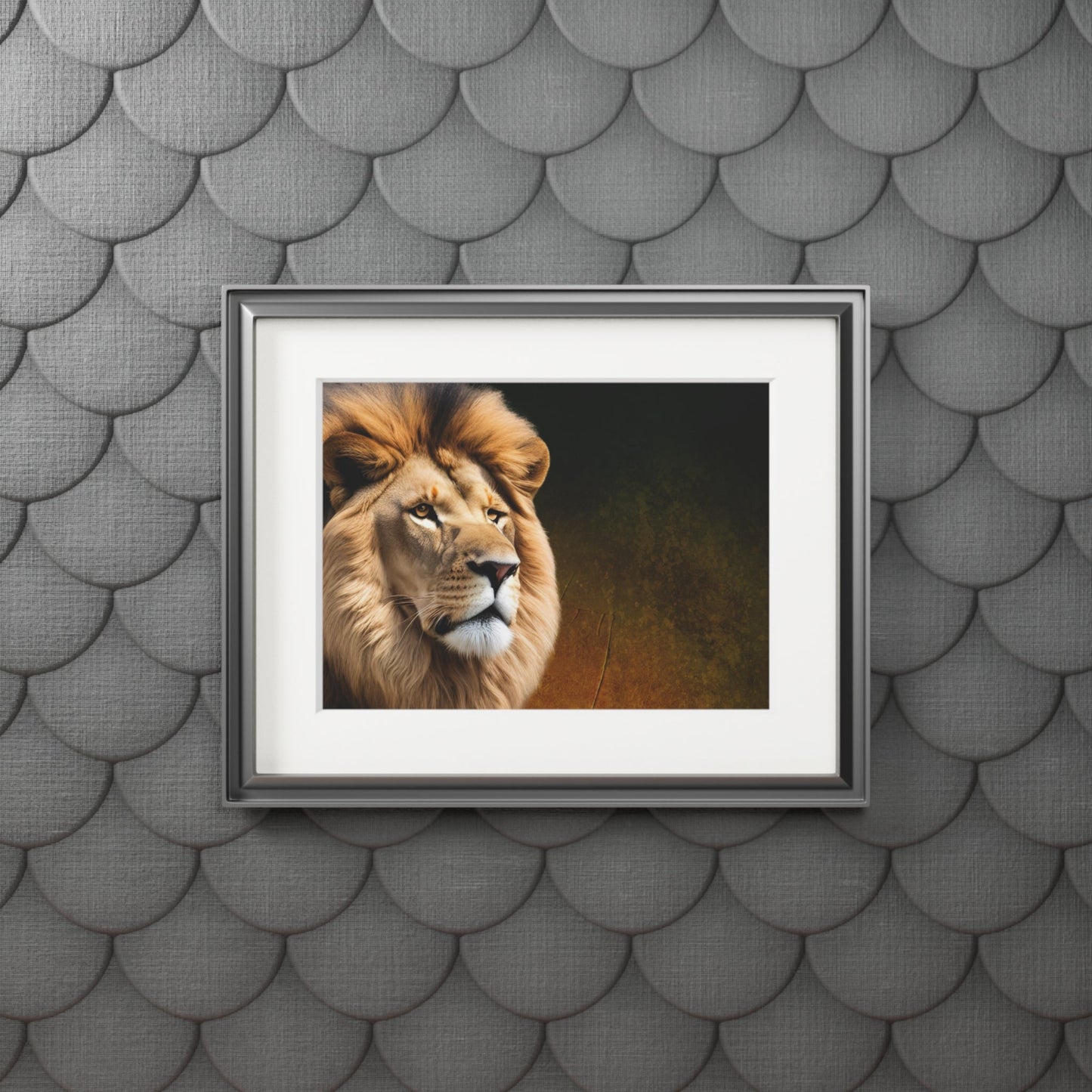 Majestic Lion Fine Art Print with Passepartout Frame