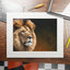 Majestic Lion Fine Art Print with Passepartout Frame