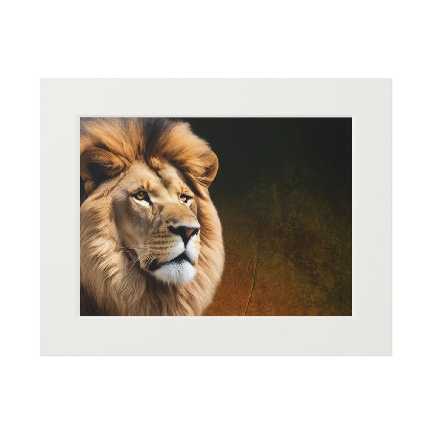 Majestic Lion Fine Art Print with Passepartout Frame