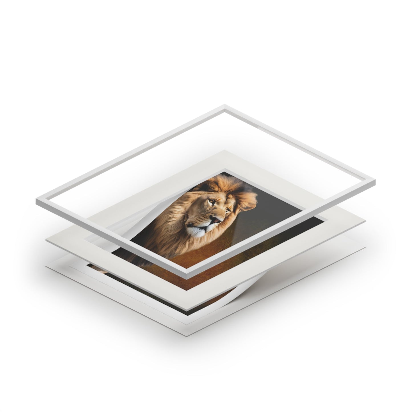 Majestic Lion Fine Art Print with Passepartout Frame