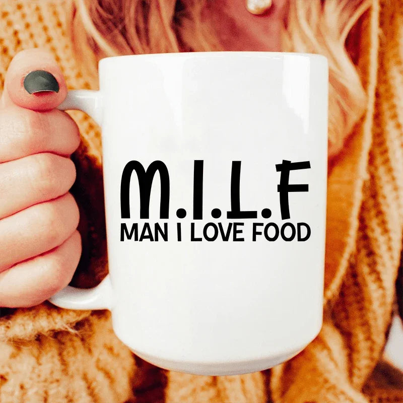 Taza de cerámica "Man I Love Food" de 15 oz