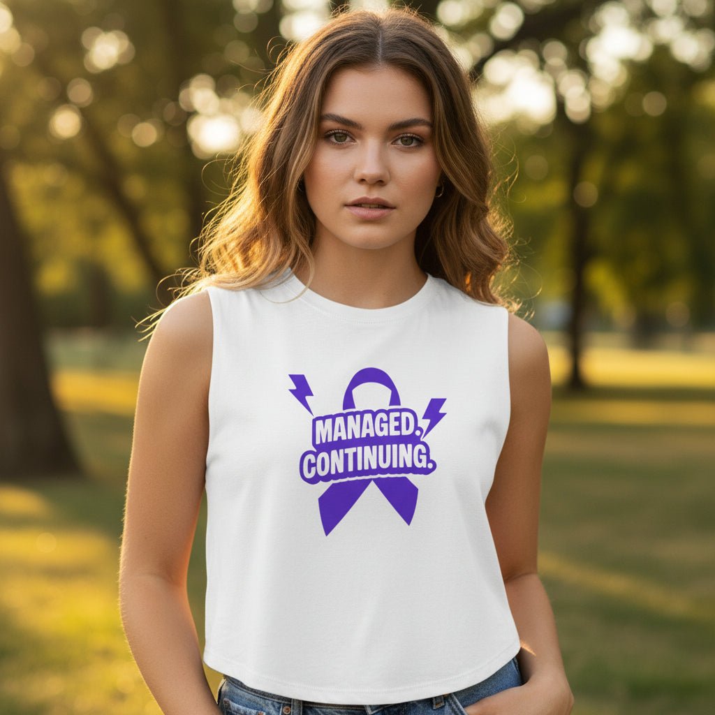 Managed. Continuing. Women’s Crop Top | Epilepsy Awareness