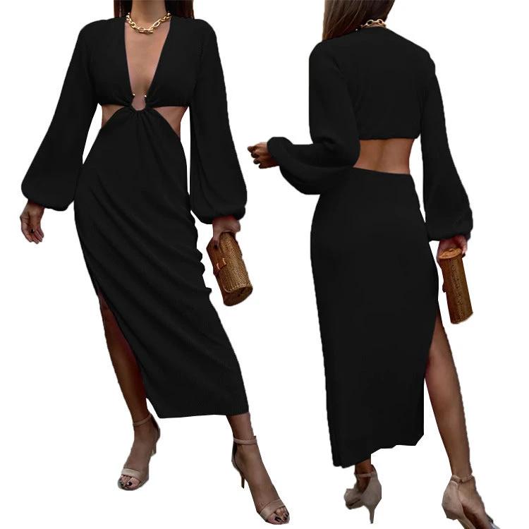 Vestidos de Mujer Sin Cintura con Pliegues Prensados de Otoño
