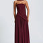 Robe Maxi Maliyah Laque Cerise avec Jupe en Chiffon et Écharpe