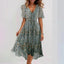 Elegant Chiffon Printed Short Sleeve Dress for Summer