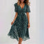 Elegant Chiffon Printed Short Sleeve Dress for Summer