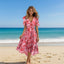 Elegant Chiffon Printed Short Sleeve Dress for Summer