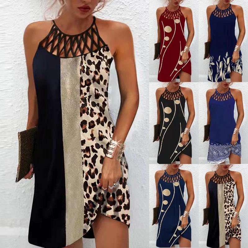 Vestido Halter de Estampado de Moda para Mujeres - Estilo Casual de Verano