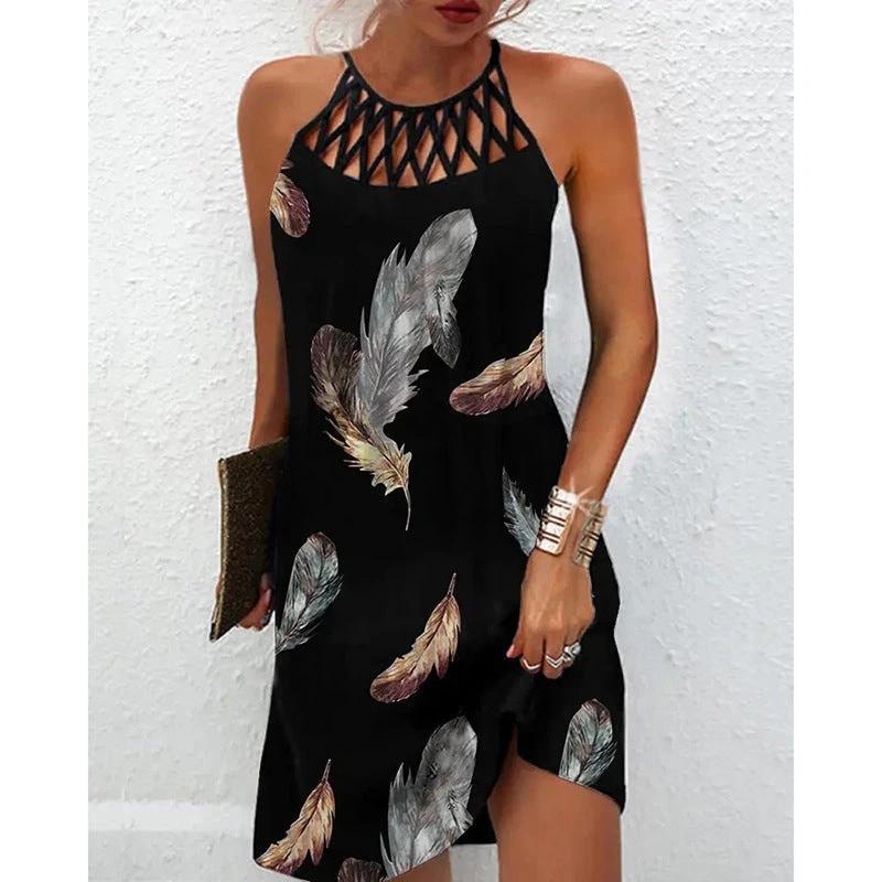 Vestido Halter de Estampado de Moda para Mujeres - Estilo Casual de Verano