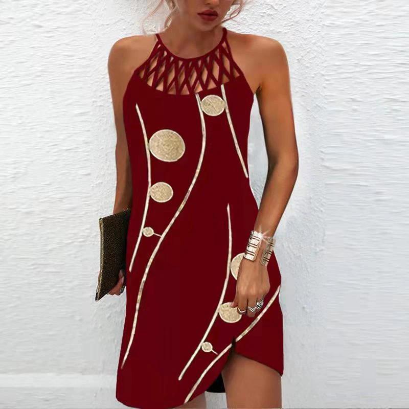 Vestido Halter de Estampado de Moda para Mujeres - Estilo Casual de Verano