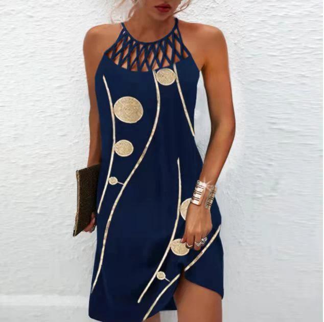 Vestido Halter de Estampado de Moda para Mujeres - Estilo Casual de Verano