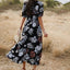 Vestido de Playa Floral de Verano con Escote en V y Cintura Elástica