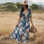 Vestido de Playa Floral de Verano con Escote en V y Cintura Elástica