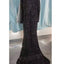 Vestido de Noche Largo de Manga Larga con Lentejuelas en Gris