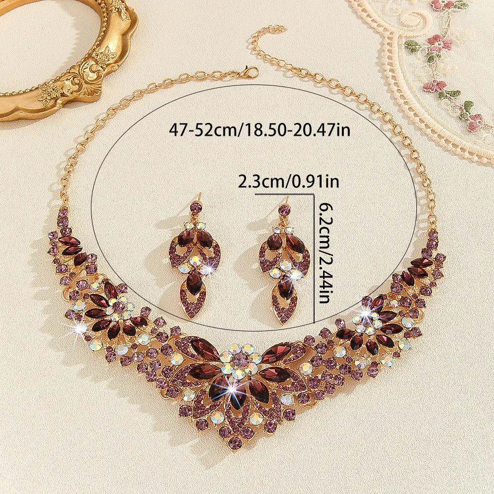 Ensemble de Collier et Boucles d'Oreilles en Cristal Élégant