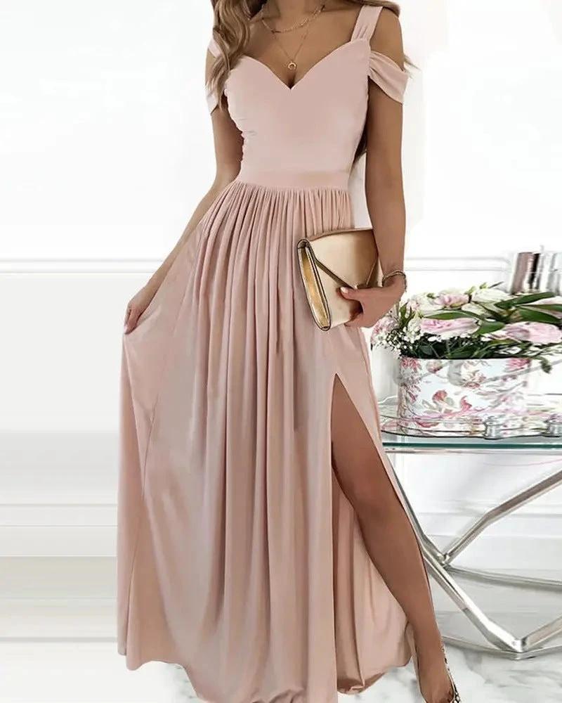Vestido Plisado Elegante de Estilo Griego de Largo hasta el Suelo