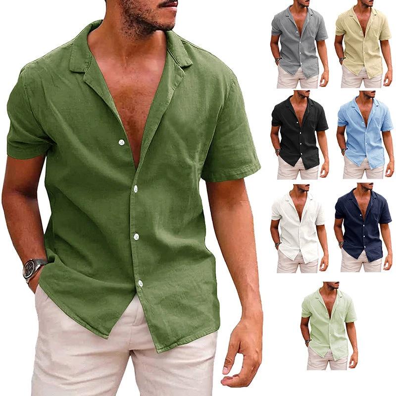 Men's Casual Beach Shirt - Short Sleeve Button Down