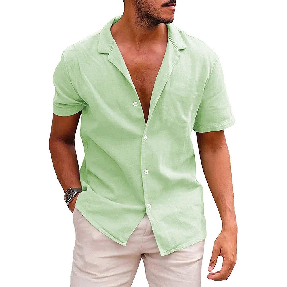 Men's Casual Beach Shirt - Short Sleeve Button Down