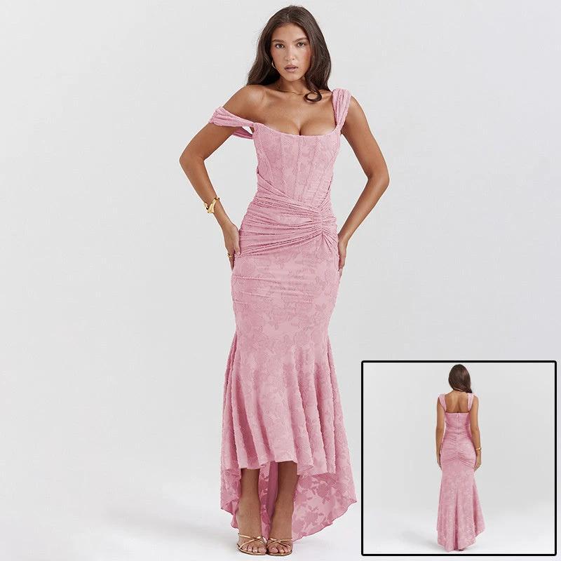 Mozision Off-Shoulder Backless Evening Dress in Purple