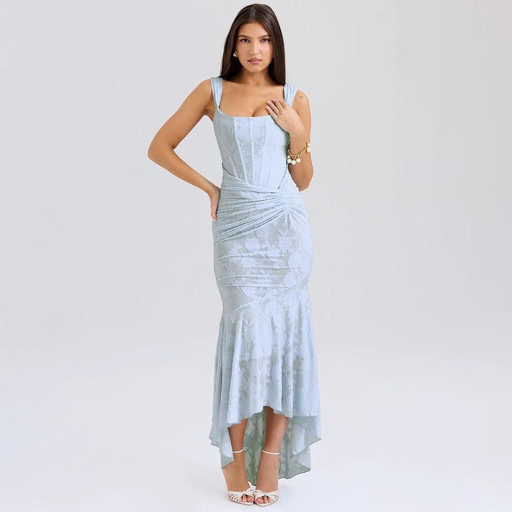 Mozision Off-Shoulder Backless Evening Dress in Purple