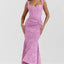 Mozision Off-Shoulder Backless Evening Dress in Purple