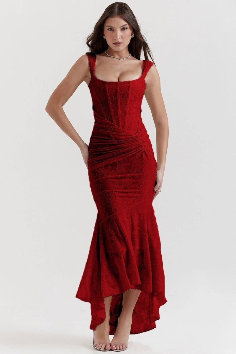 Mozision Off-Shoulder Backless Evening Dress in Purple