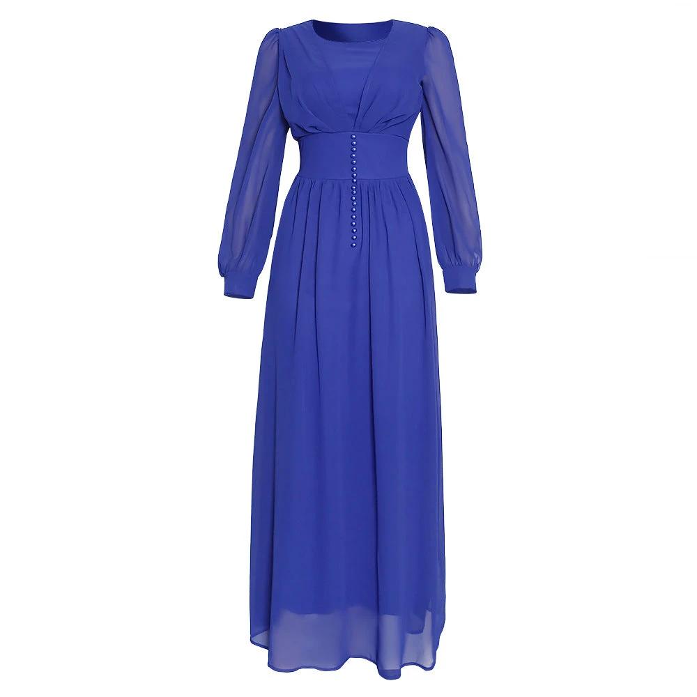 Robe en Chiffon Élégante à Manches Longues pour Femmes Musulmanes
