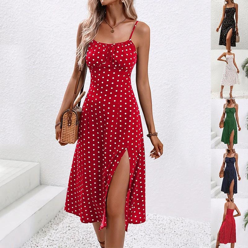 Polka Dot Print Suspender Dress - Summer Essential