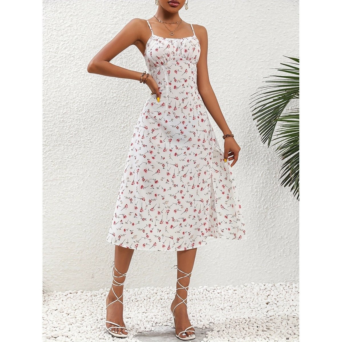 Polka Dot Print Suspender Dress - Summer Essential