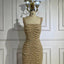 Nude Elegant Sling High-End Pearl Beaded Dress