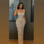 Nude Elegant Sling High-End Pearl Beaded Dress
