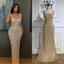 Nude Elegant Sling High-End Pearl Beaded Dress
